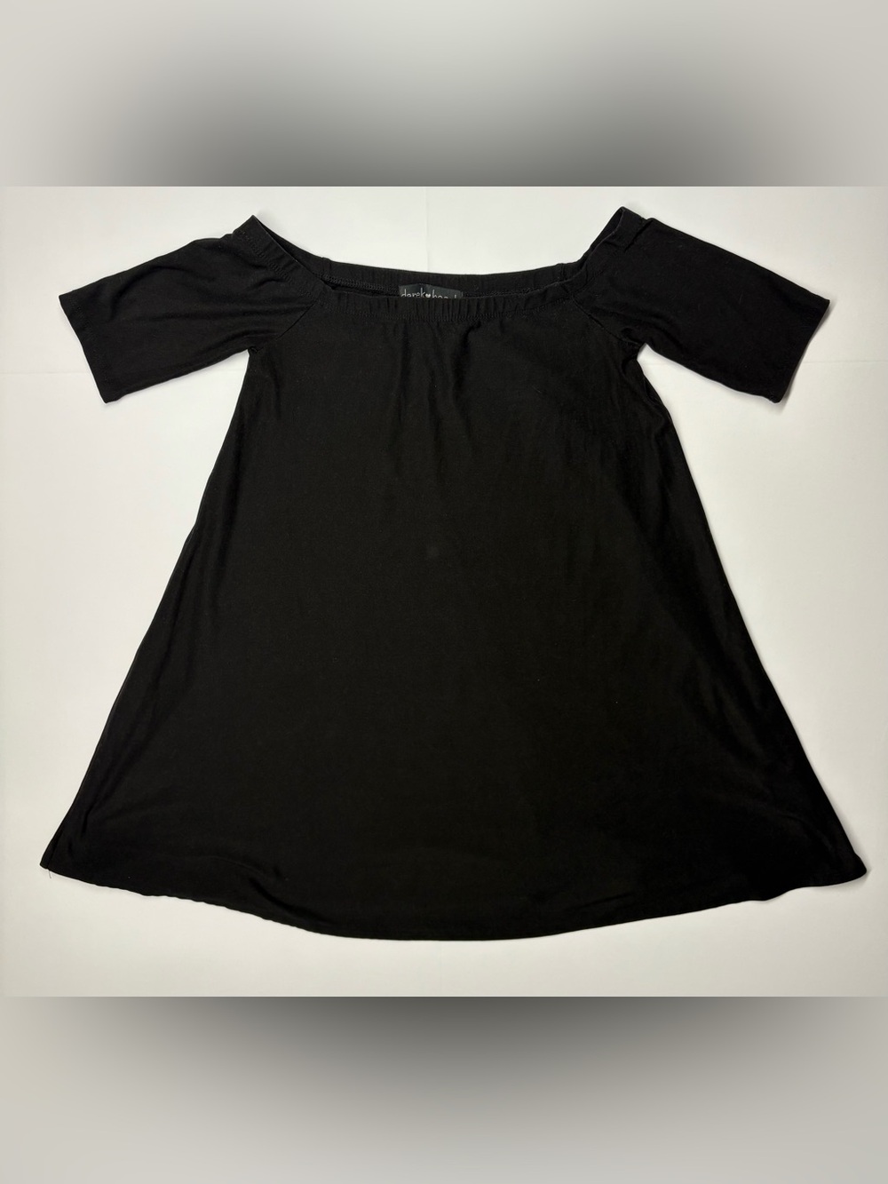 Derek Heart Black Solid Knit Off-Shoulder Short Sleeve Pullover Top Women S